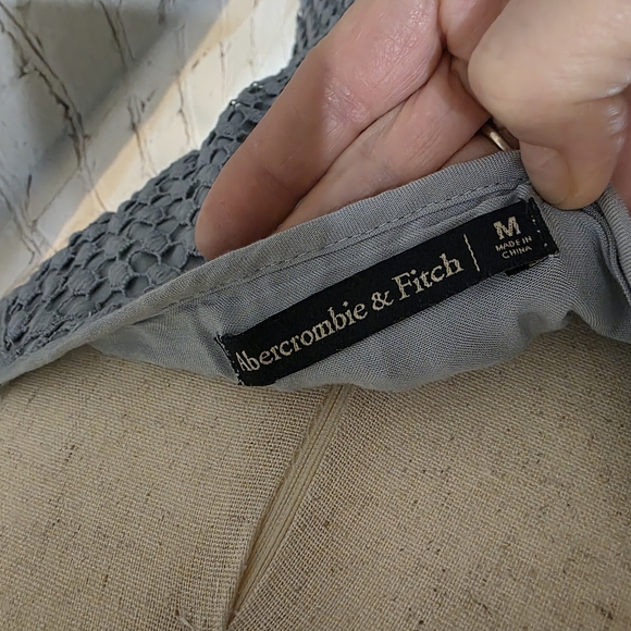 Abercrombie & Fitch Mixed-Stitch Eyelet Lace Mini Dress in Pale Blue Size M - Picture 2 of 7